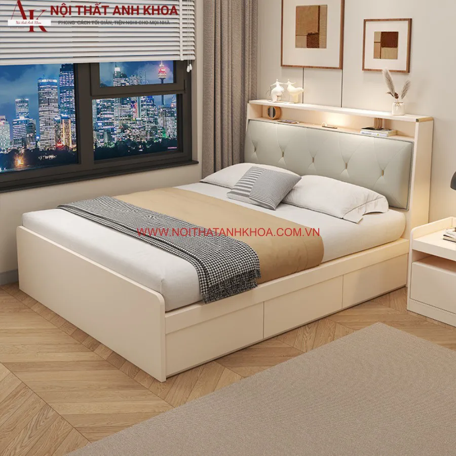 Giường Ngủ Cao Cấp Gỗ Công Nghiệp Thiết Kế Thông Minh