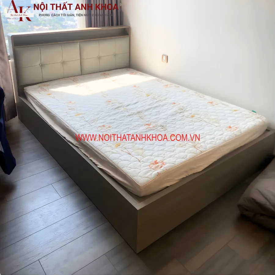 Giường Ngủ Gỗ Công Nghiệp Kiểu Hàn Quốc Sang Trọng