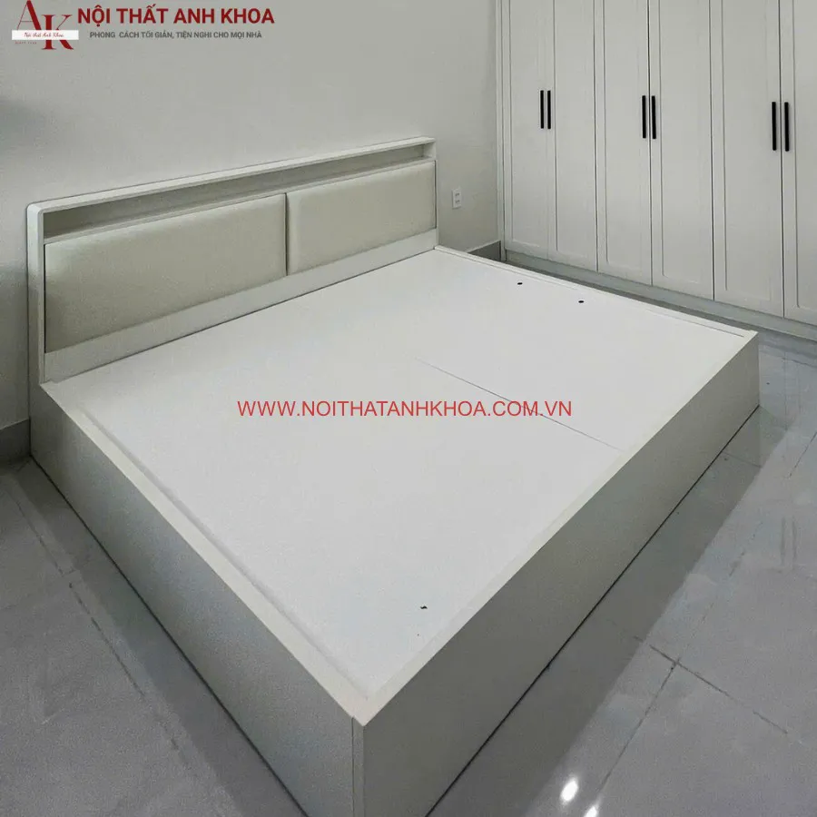 Giường Ngủ Đẹp Gỗ Công Nghiệp Màu Trắng