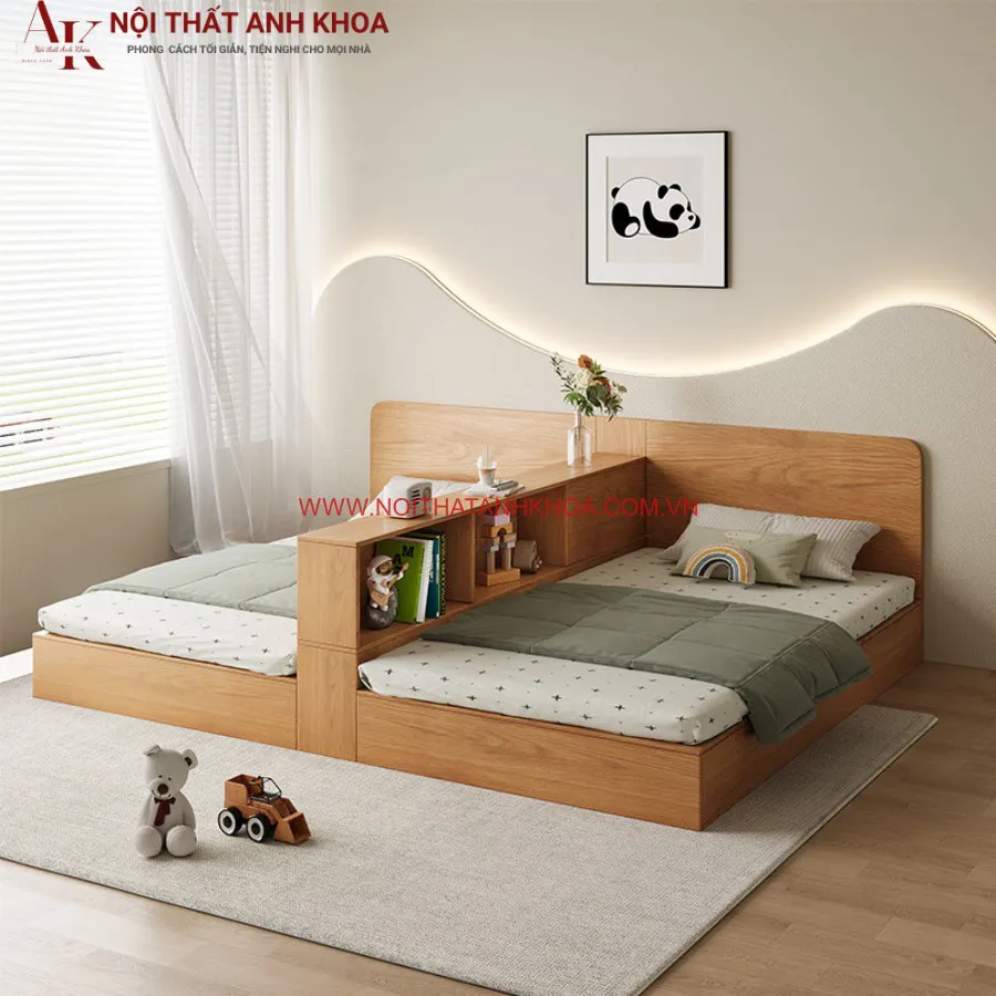 Giường Ngủ Đôi Cho 2 Bé Gỗ Công Nghiệp