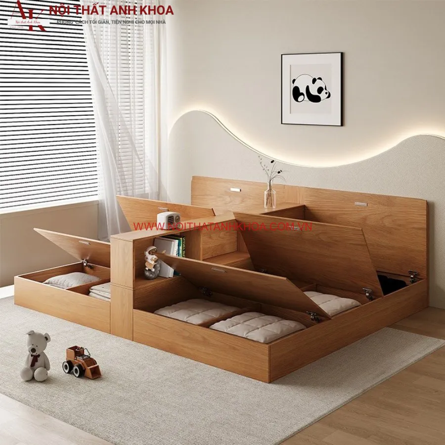 Giường Ngủ Đôi Cho 2 Bé Gỗ Công Nghiệp