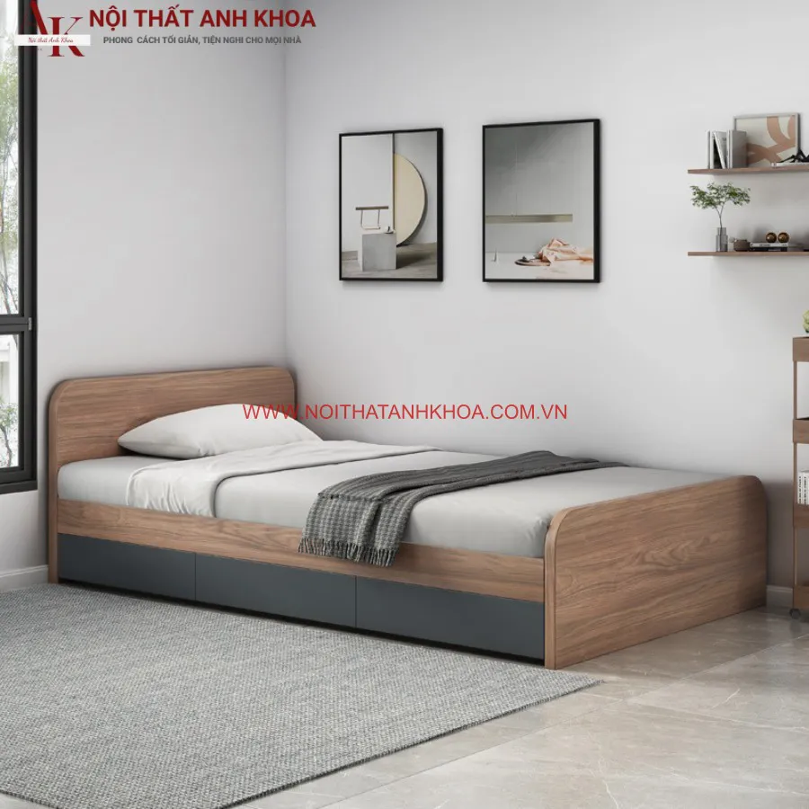Giường Ngủ Đơn Giản Giá Rẻ Gỗ Công Nghiệp
