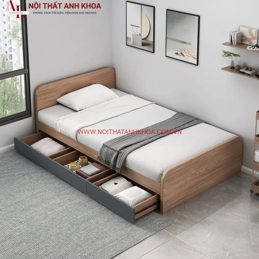 Giường Ngủ Đơn Giản Giá Rẻ Gỗ Công Nghiệp