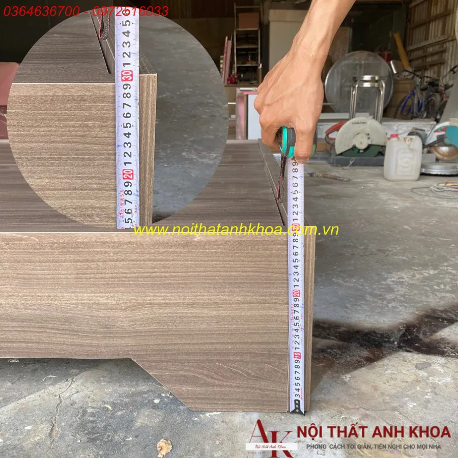 Giường Ngủ Giá Rẻ Gỗ Công Nghiệp Chân Cao Màu Nâu Vân Gỗ