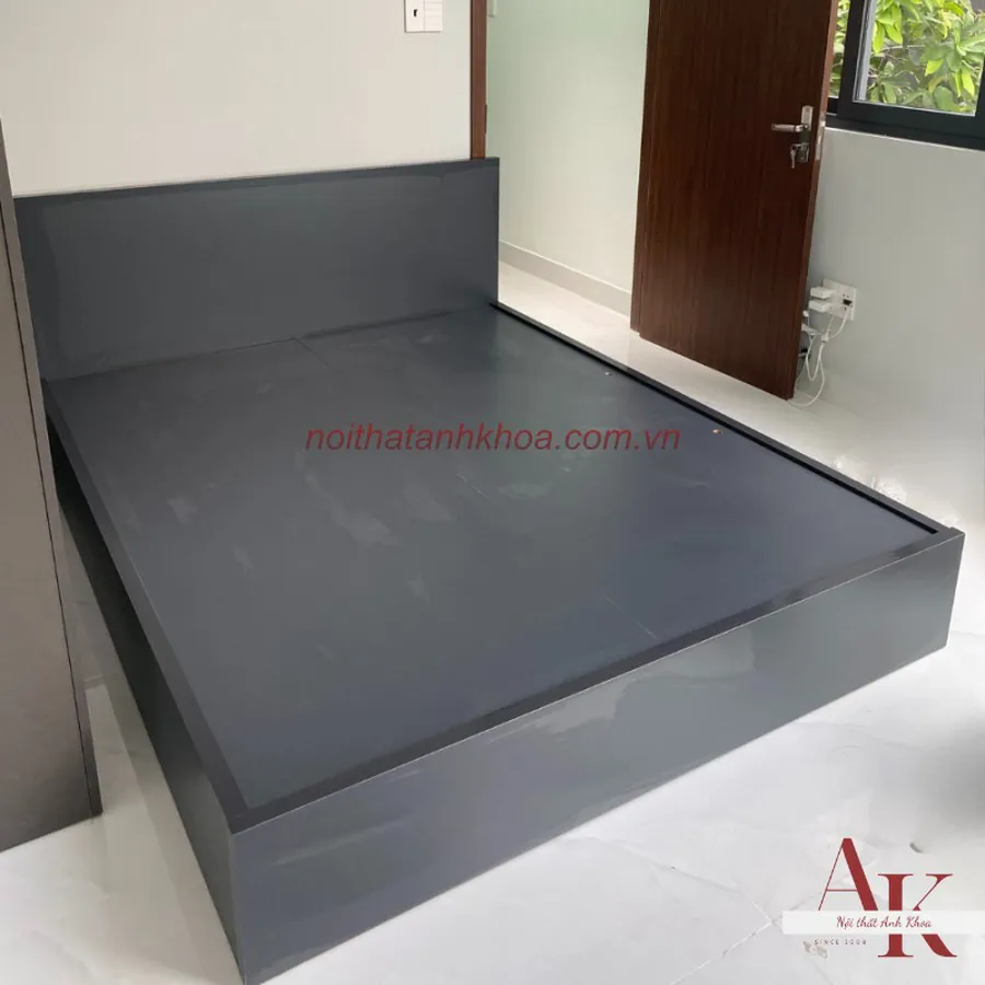 Giường Ngủ Màu Xám Giá Rẻ Gỗ MDF Cao Cấp Hiện Đại