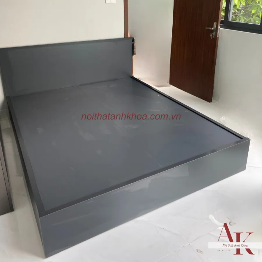 Giường Ngủ Màu Xám Giá Rẻ Gỗ MDF Cao Cấp Hiện Đại