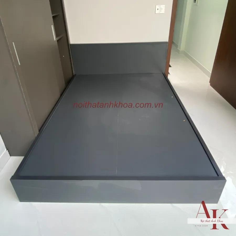 Giường Ngủ Màu Xám Giá Rẻ Gỗ MDF Cao Cấp Hiện Đại