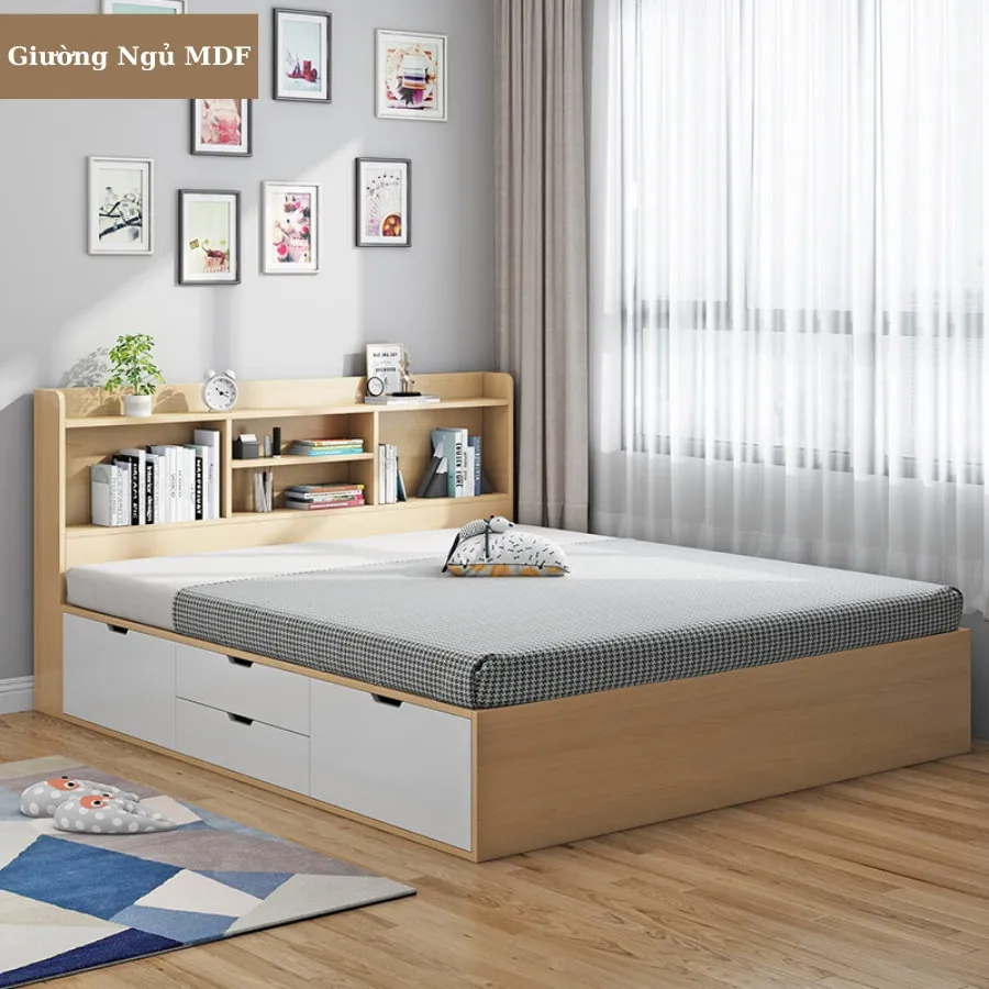 Giường Ngủ Gỗ Công Nghiệp Có Ngăn Kéo Hiện đại