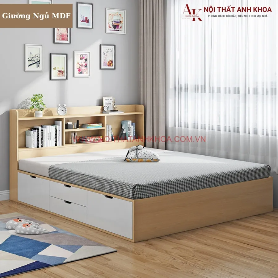 Giường Ngủ Gỗ Công Nghiệp Có Ngăn Kéo Hiện đại