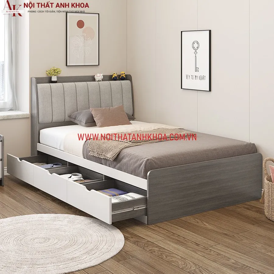 Giường Ngủ Gỗ Công Nghiệp Hiện Đại Có Ngăn Kéo