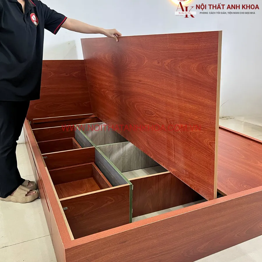 Giường Ngủ Gỗ Công Nghiệp Kèm 2 Ngăn Kéo