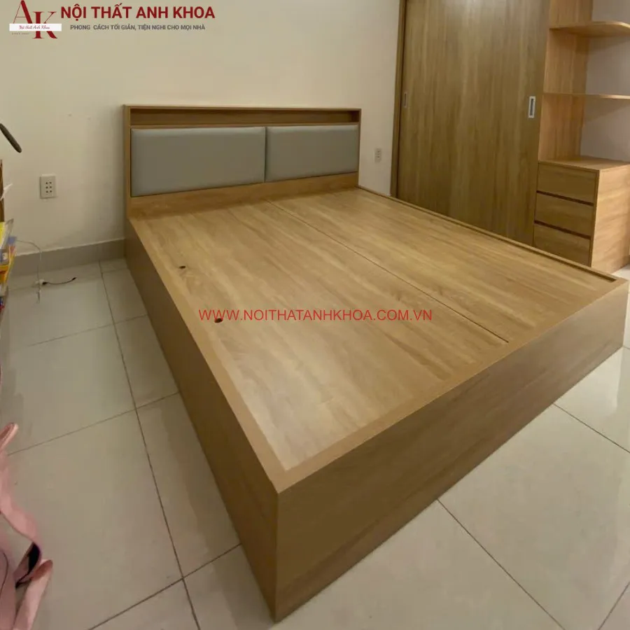 Giường Ngủ Gỗ Công Nghiệp Kiểu Hàn Quốc Sang Trọng