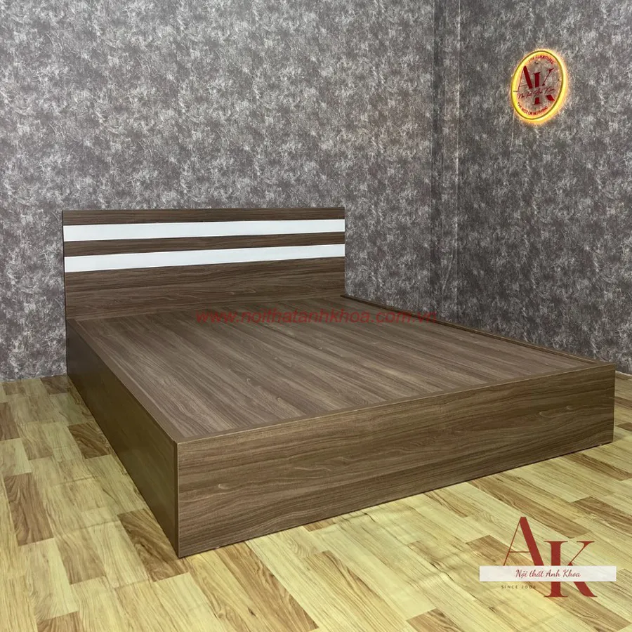 Giường Ngủ Gỗ Công Nghiệp Màu Nâu Vân Gỗ 2 Hộc Tiện Lợi