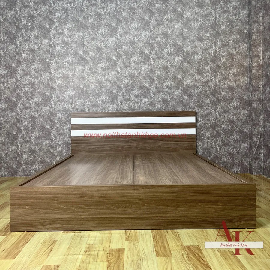 Giường Ngủ Gỗ Công Nghiệp Màu Nâu Vân Gỗ 2 Hộc Tiện Lợi