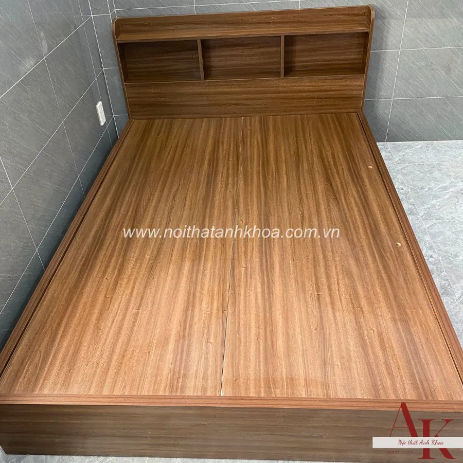 Giường Ngủ Gỗ Công Nghiệp MDF Đầu Kệ 2 Hộc Hiện Đại Tiện Lợi