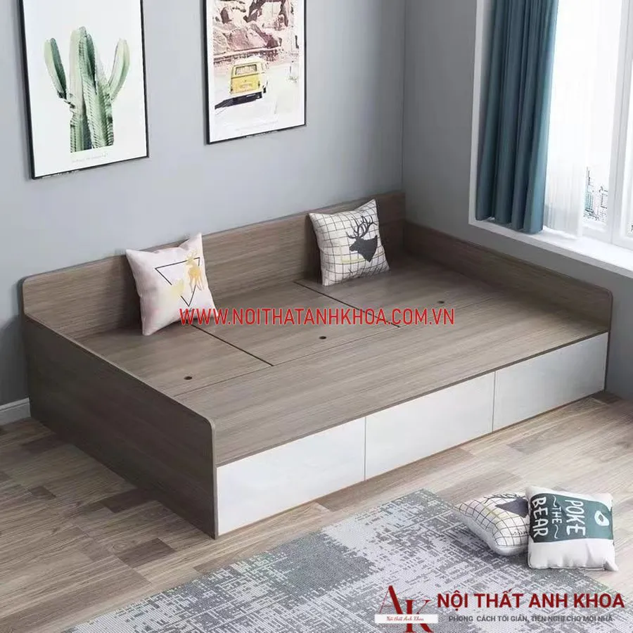 Giường Ngủ Gỗ Công Nghiệp Thiết Kế Ngăn Kéo Thông Minh