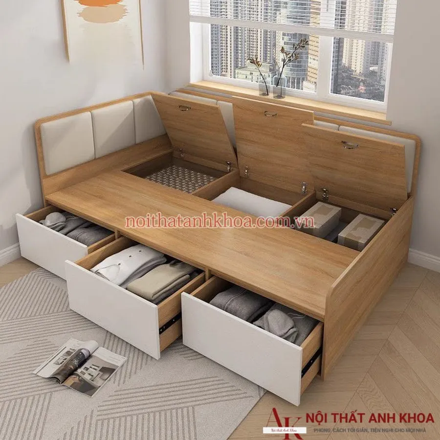 Giường Ngủ Gỗ Công Nghiệp Thông Minh Hiện Đại Giá Tốt