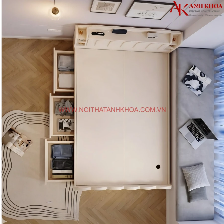 Giường Ngủ Gỗ MDF Đẹp Hiện Đại Có Ngăn Kéo