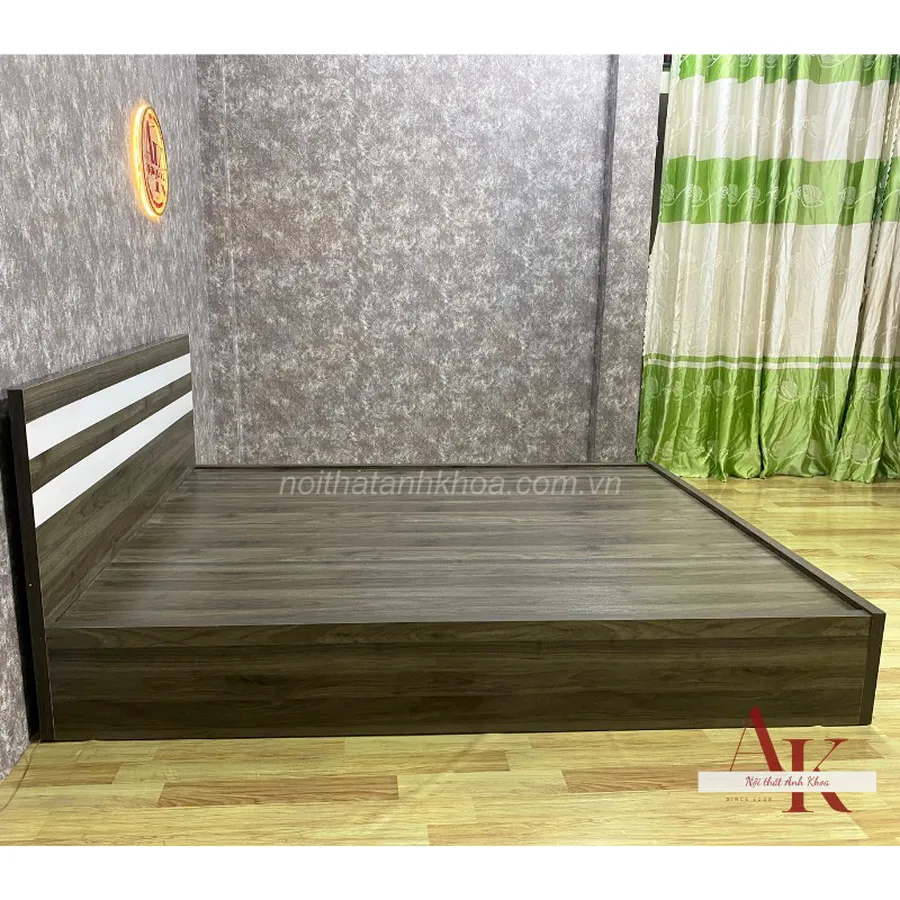 Giường Ngủ Gỗ MDF Phối Sọc Cùng 2 Hộc Tiện Lợi