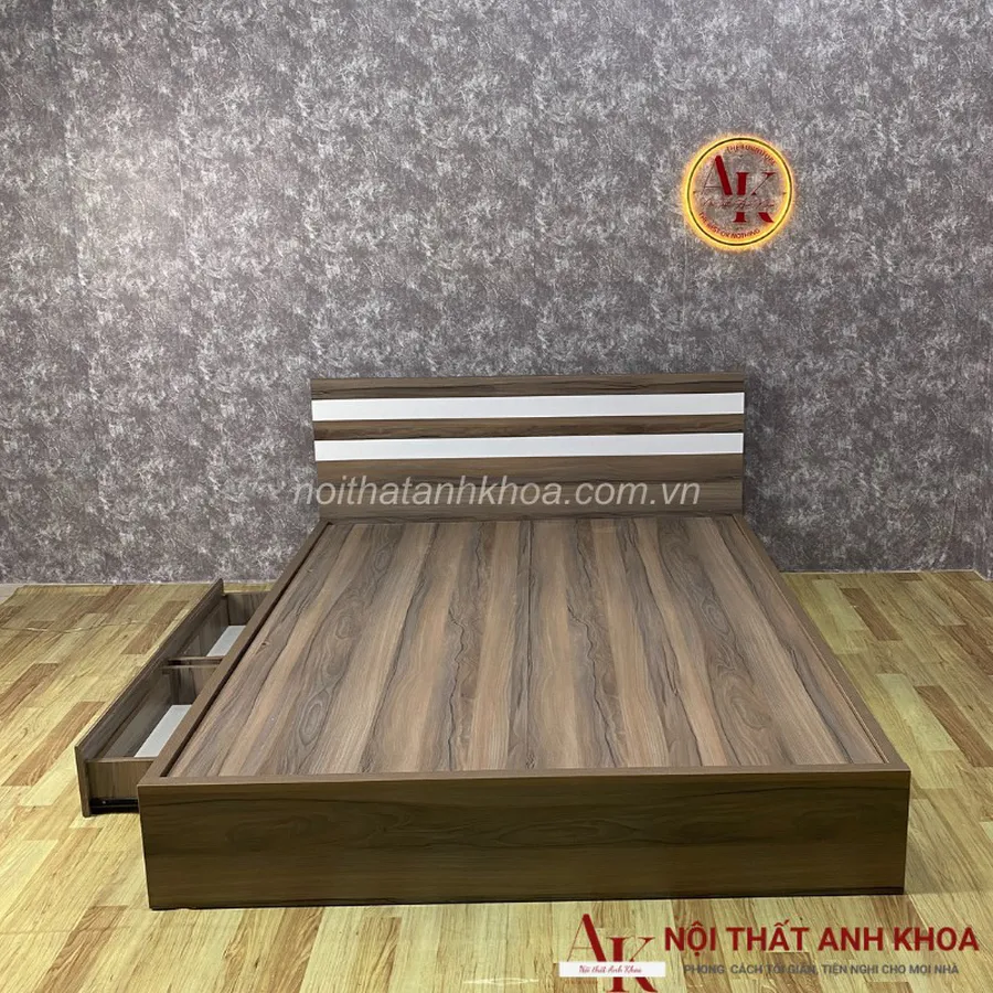 Giường Ngủ Hiện Đại Gỗ MDF Kèm 2 Hộc Tiện Lợi Giá Rẻ