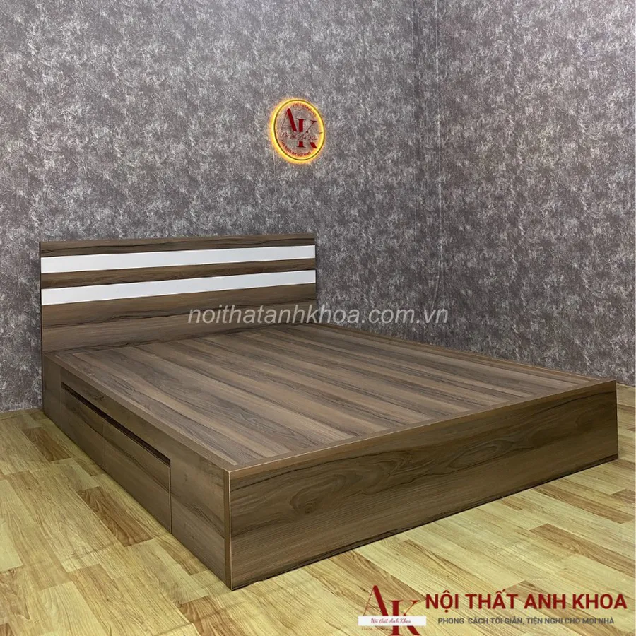 Giường Ngủ Hiện Đại Gỗ MDF Kèm 2 Hộc Tiện Lợi Giá Rẻ