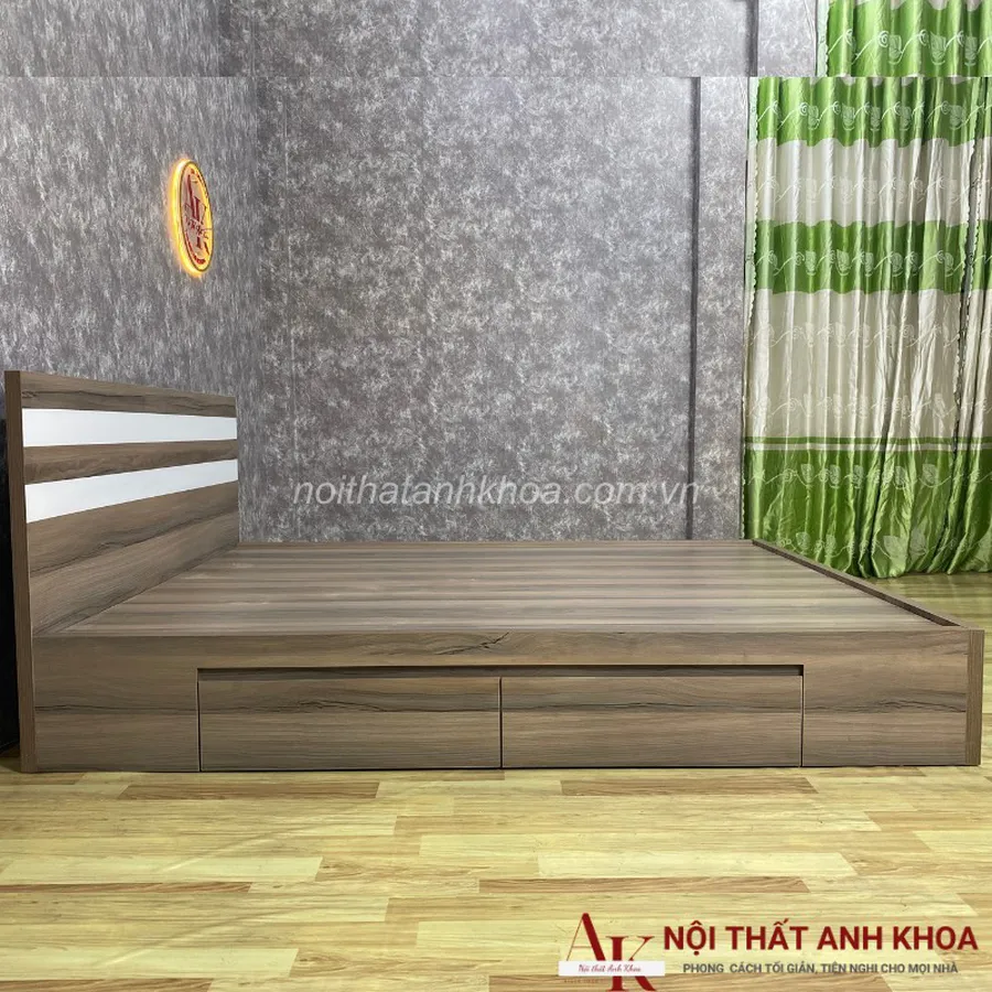 Giường Ngủ Hiện Đại Gỗ MDF Kèm 2 Hộc Tiện Lợi Giá Rẻ