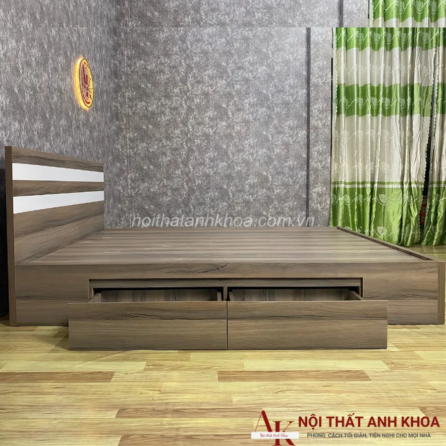 Giường Ngủ Hiện Đại Gỗ MDF Kèm 2 Hộc Tiện Lợi Giá Rẻ