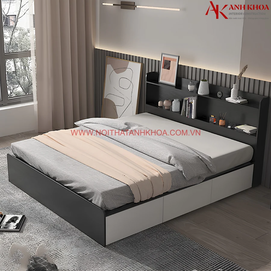 Giường Ngủ Hiện Đại Gỗ MDF Thiết Kế Đơn Giản