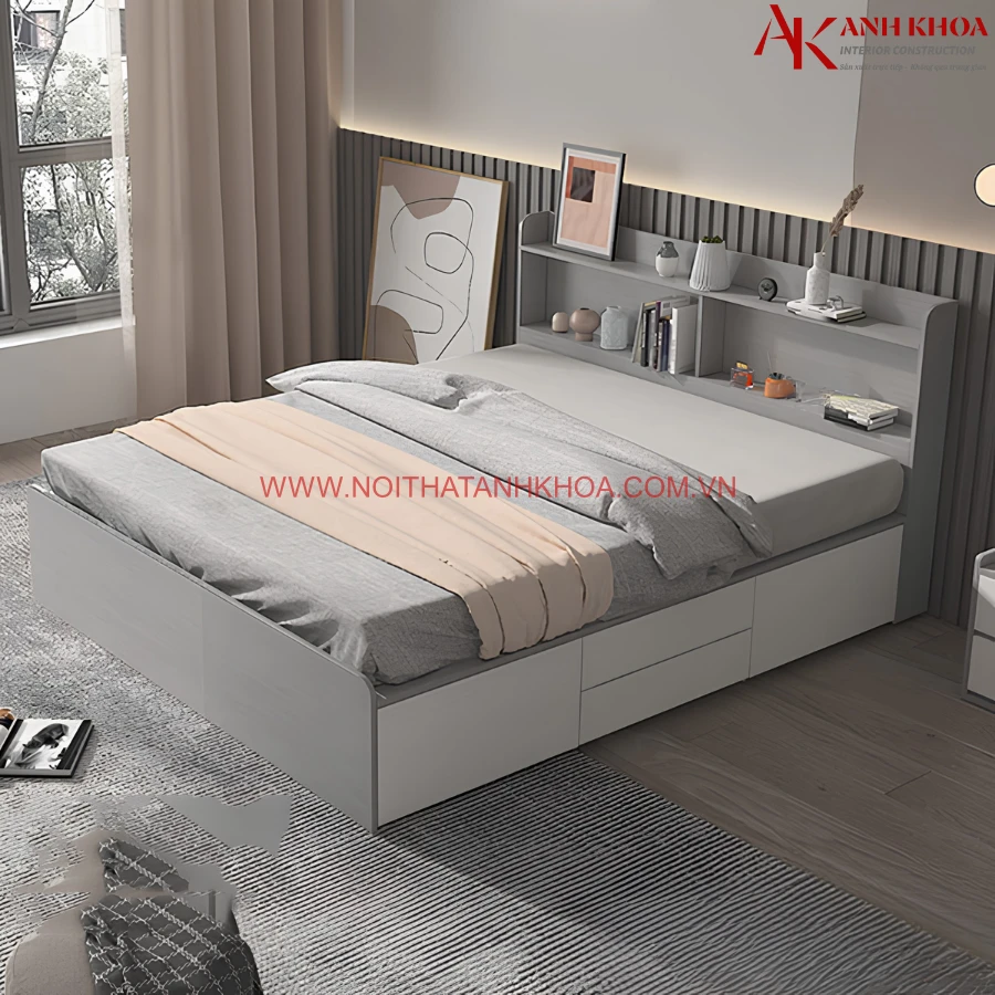 Giường Ngủ Hiện Đại Gỗ MDF Thiết Kế Đơn Giản