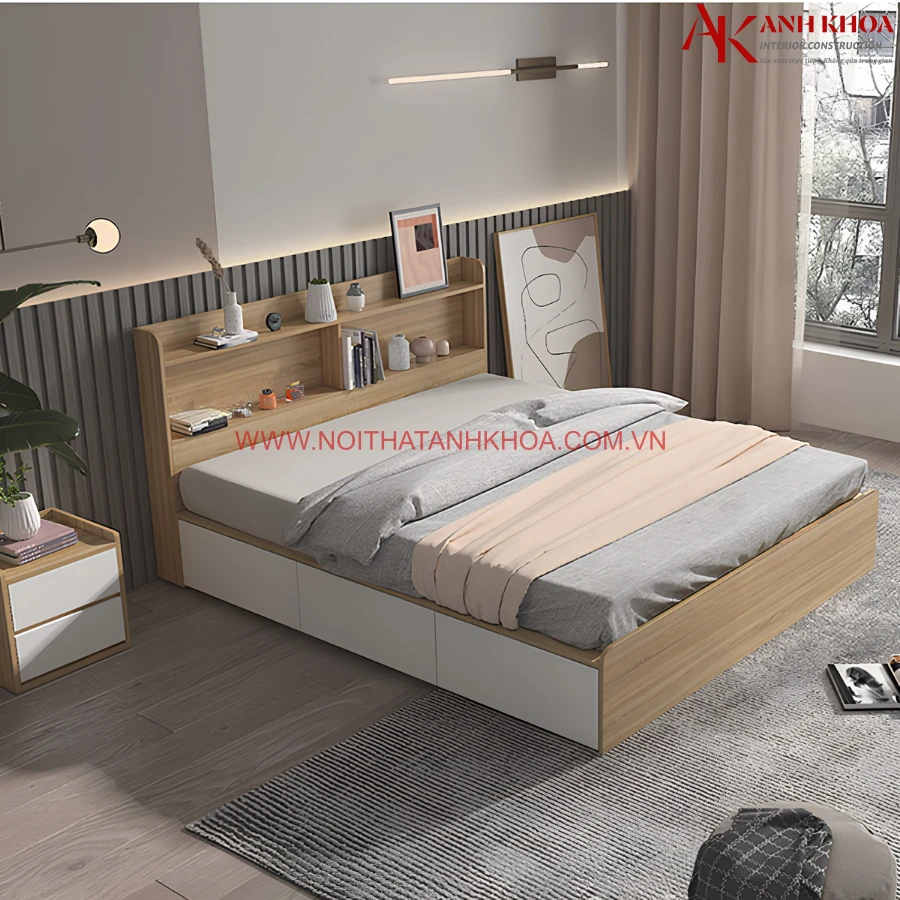 Giường Ngủ Hiện Đại Gỗ MDF Thiết Kế Đơn Giản