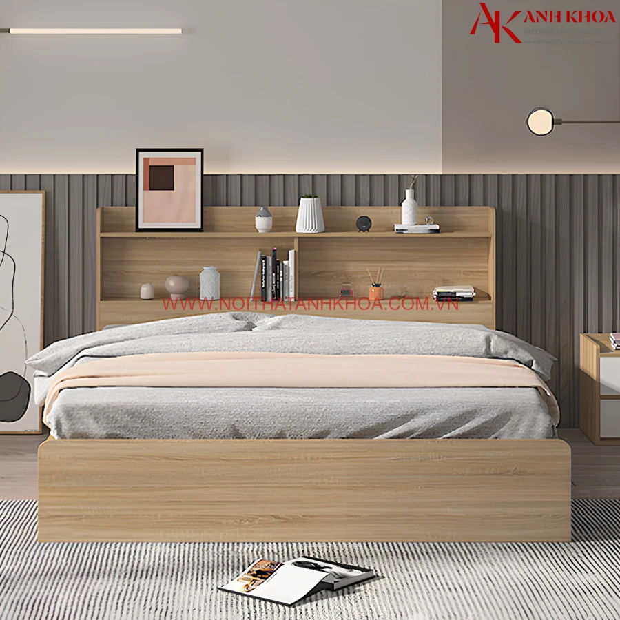 Giường Ngủ Hiện Đại Gỗ MDF Thiết Kế Đơn Giản