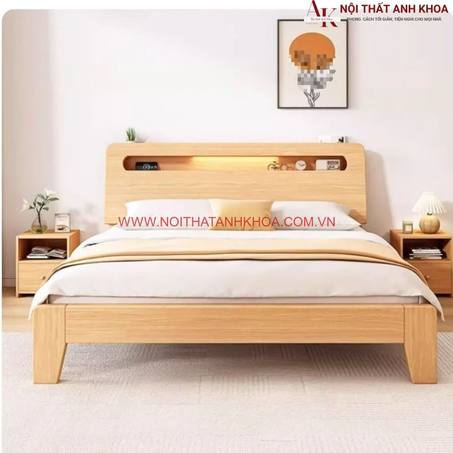 Giường Ngủ Hiện Đại Gỗ Tự Nhiên Hiện Đại Thanh Lịch