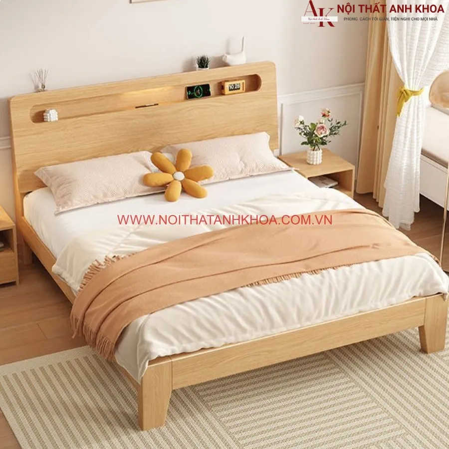 Giường Ngủ Hiện Đại Gỗ Tự Nhiên Hiện Đại Thanh Lịch