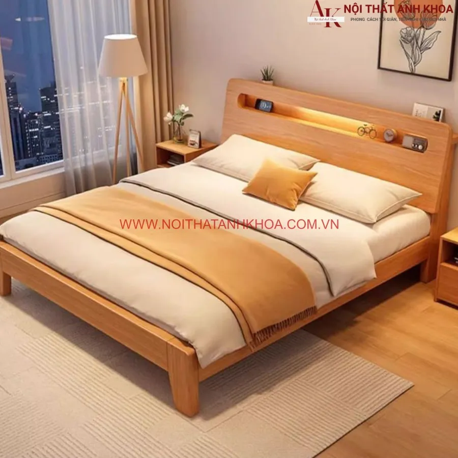 Giường Ngủ Hiện Đại Gỗ Tự Nhiên Hiện Đại Thanh Lịch