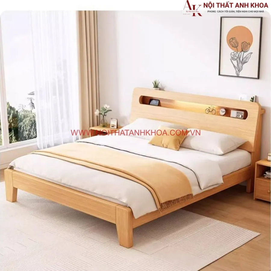 Giường Ngủ Hiện Đại Gỗ Tự Nhiên Hiện Đại Thanh Lịch