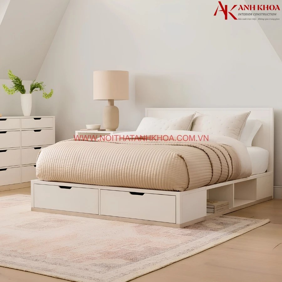 Giường Ngủ Hộp Gỗ Công Nghiệp Đẹp Tiện Lợi