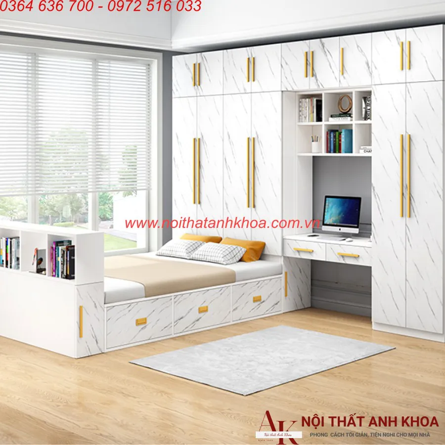 Giường Ngủ Kết Hợp Tủ Quần Áo Thông Minh Đẹp Tiện Lợi