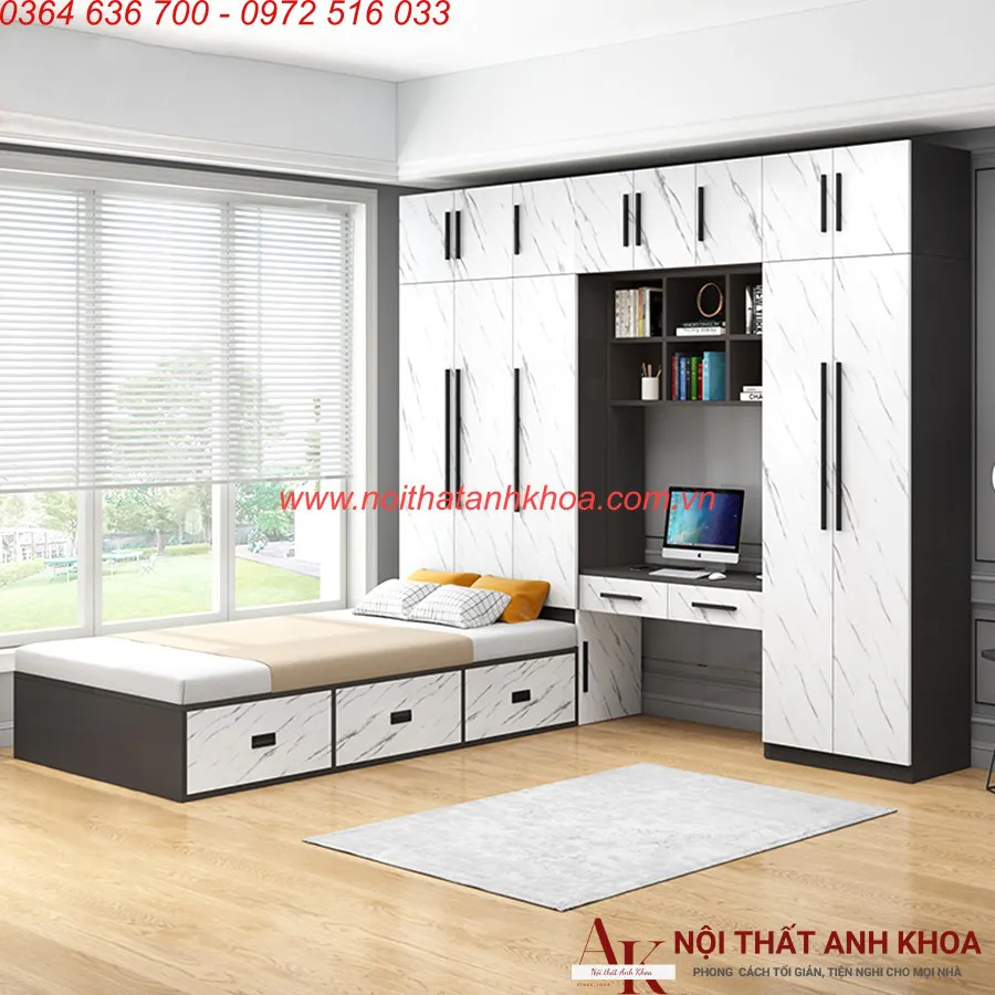 Giường Ngủ Kết Hợp Tủ Quần Áo Thông Minh Đẹp Tiện Lợi