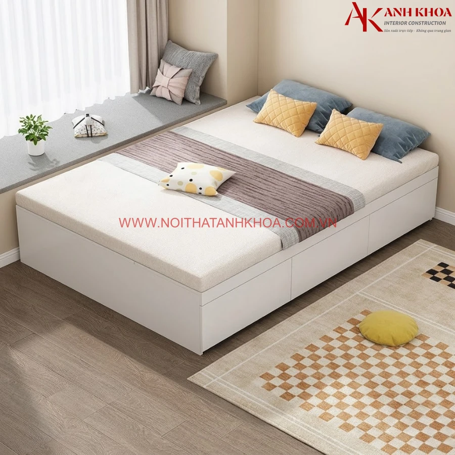 Giường Ngủ Không Đầu Gỗ MDF Đơn Giản Hiện Đại