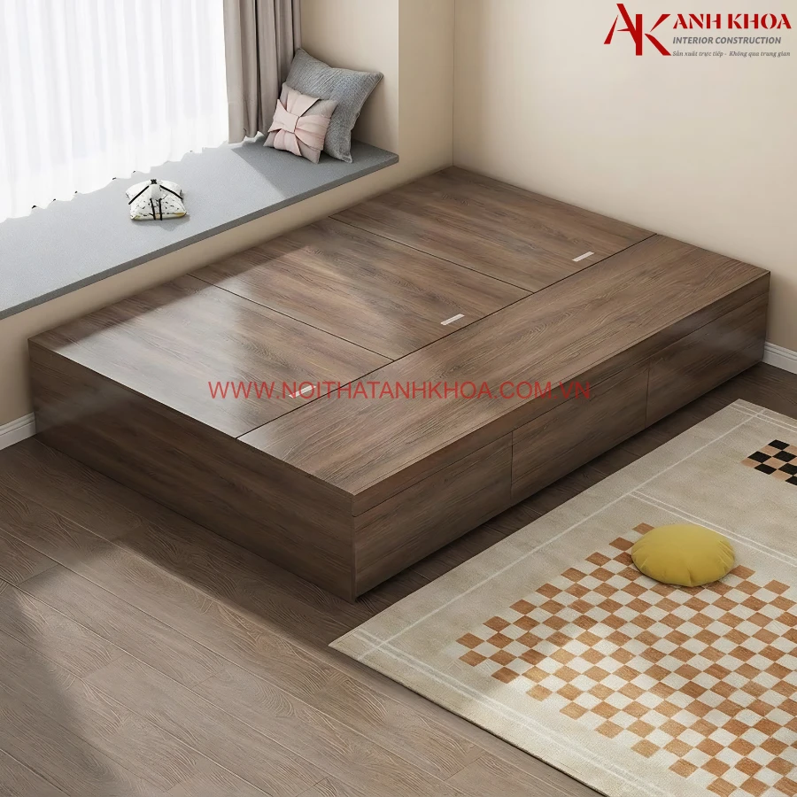 Giường Ngủ Không Đầu Gỗ MDF Đơn Giản Hiện Đại