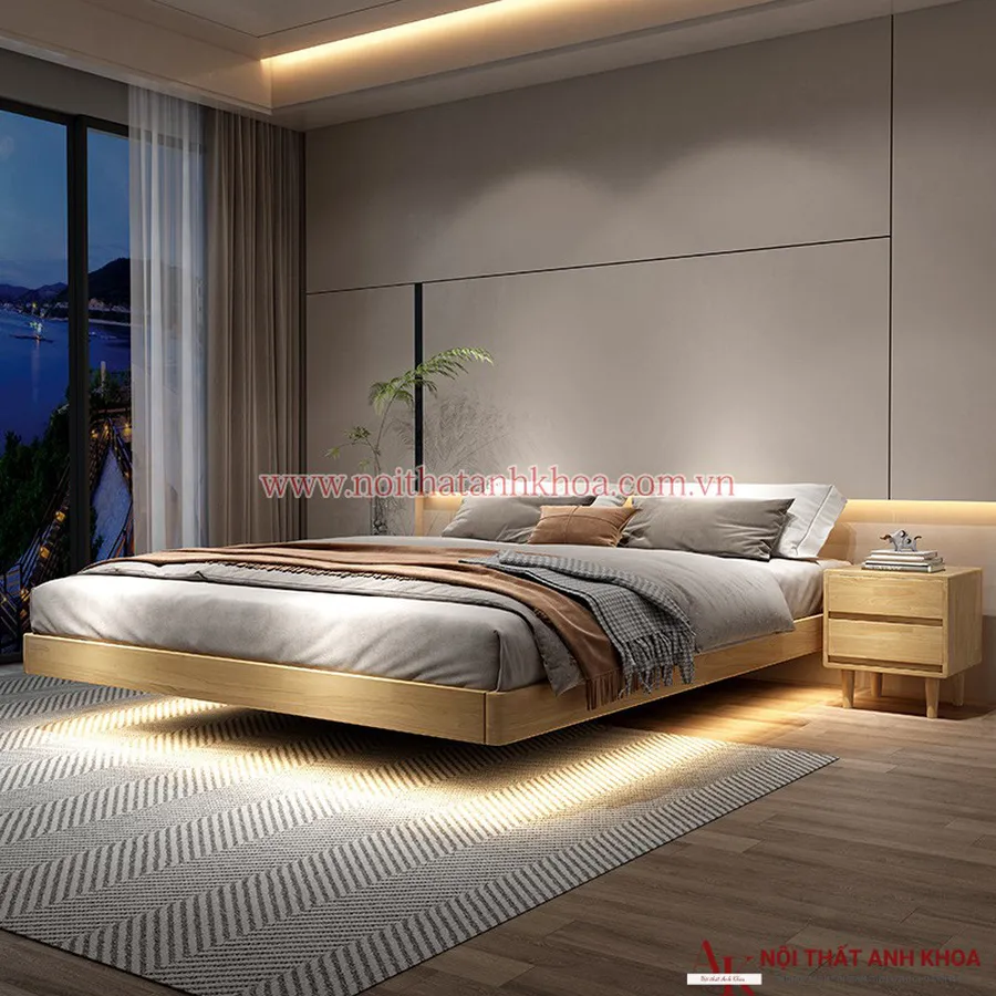 Giường Ngủ MDF Kiểu Nhật Thiết Kế Cao Cấp Sang Trọng