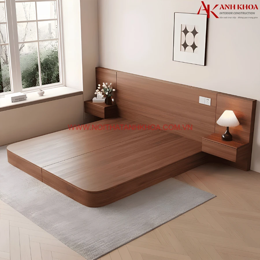 Giường Ngủ Thấp Bo Cong Gỗ Công Nghiệp Giá Tốt