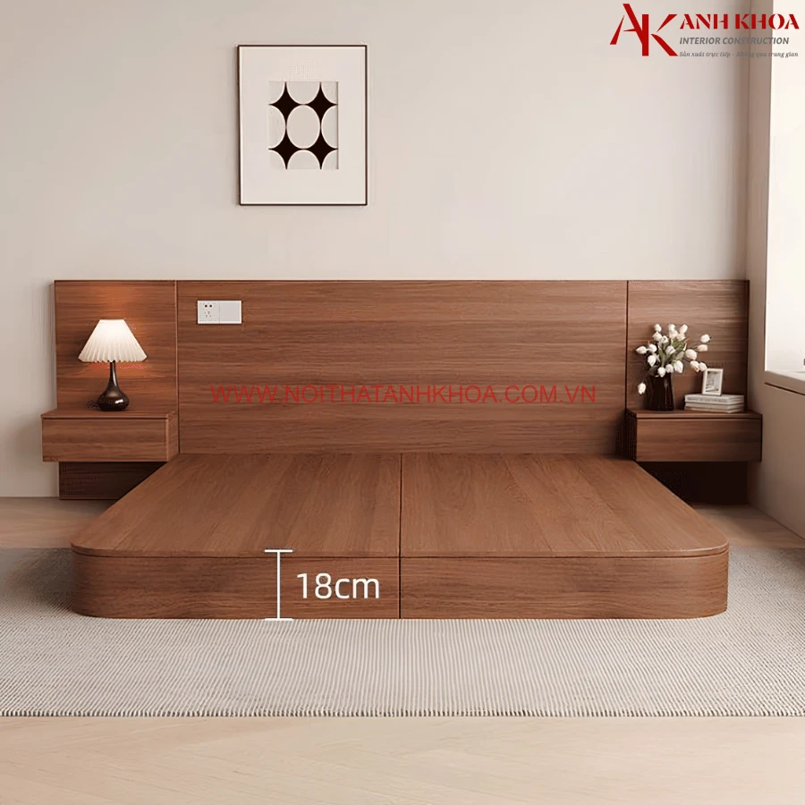Giường Ngủ Thấp Bo Cong Gỗ Công Nghiệp Giá Tốt