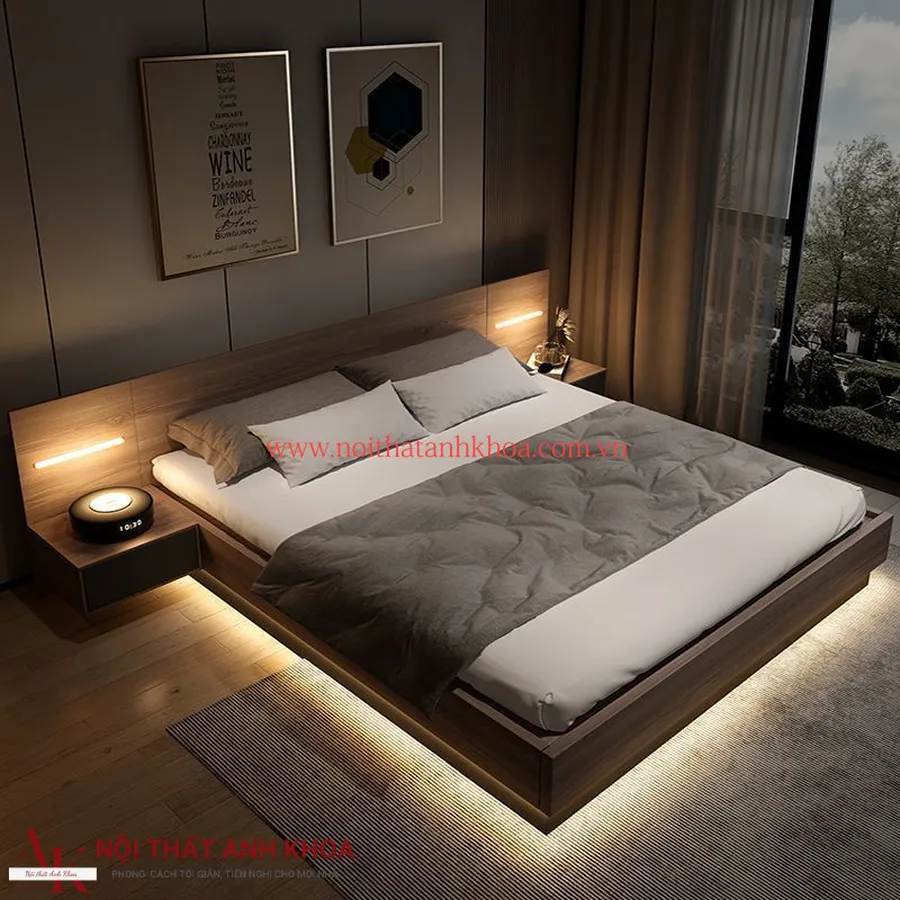 Giường Ngủ Thông Minh Gỗ MDF Có Led Hiện Đại