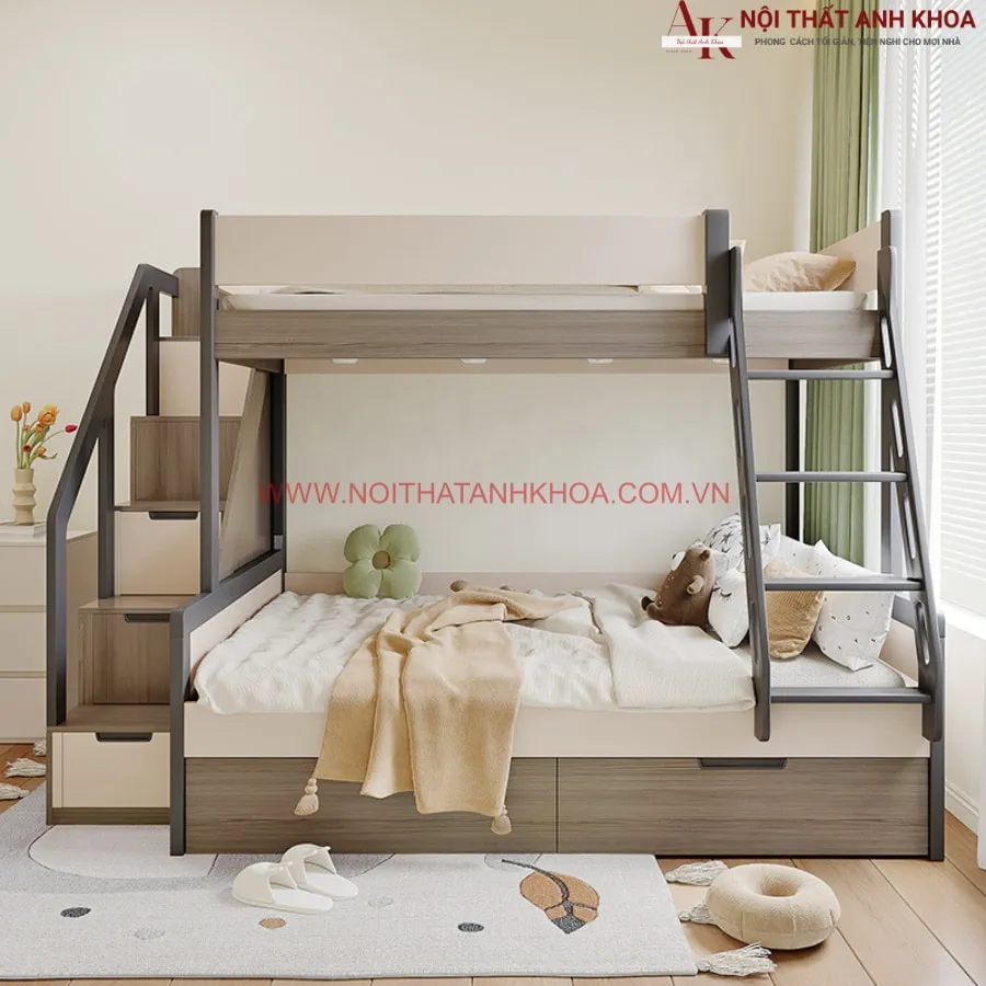 Giường Tầng Cho Bé Trai Gỗ Công Nghiệp Phối Màu Đẹp Hiện Đại