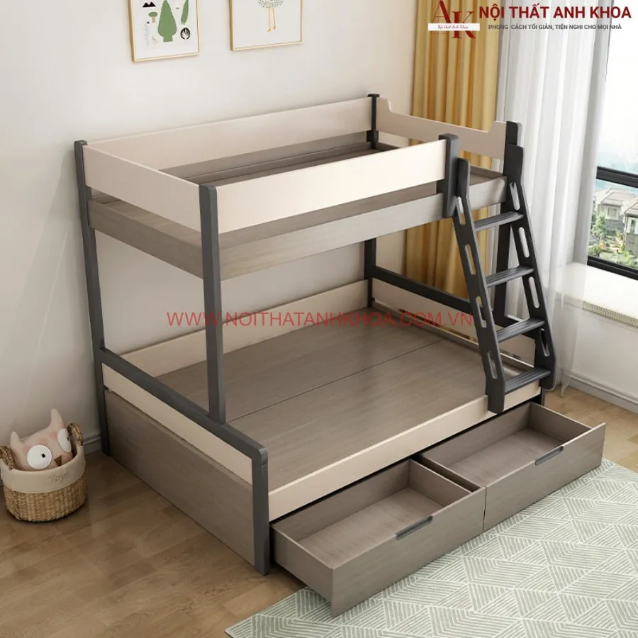 Giường Tầng Cho Bé Trai Gỗ Công Nghiệp Phối Màu Đẹp Hiện Đại
