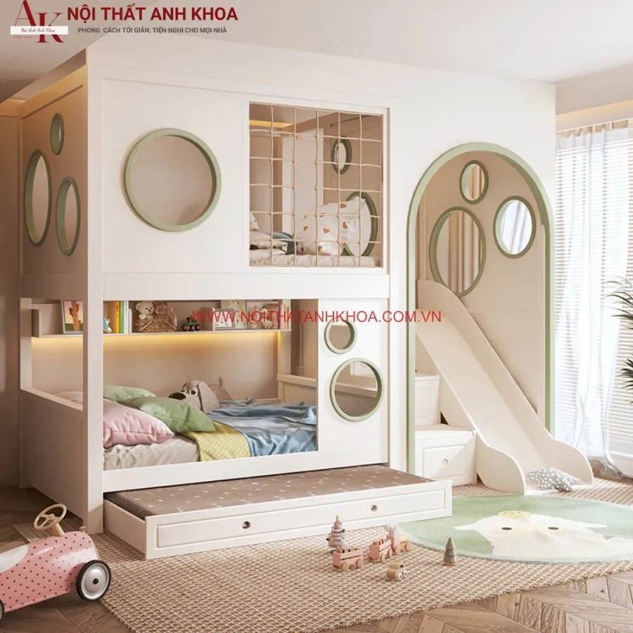 Giường Tầng Em Bé Gỗ Công Nghiệp Cao Cấp