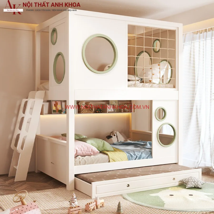 Giường Tầng Em Bé Gỗ Công Nghiệp Cao Cấp