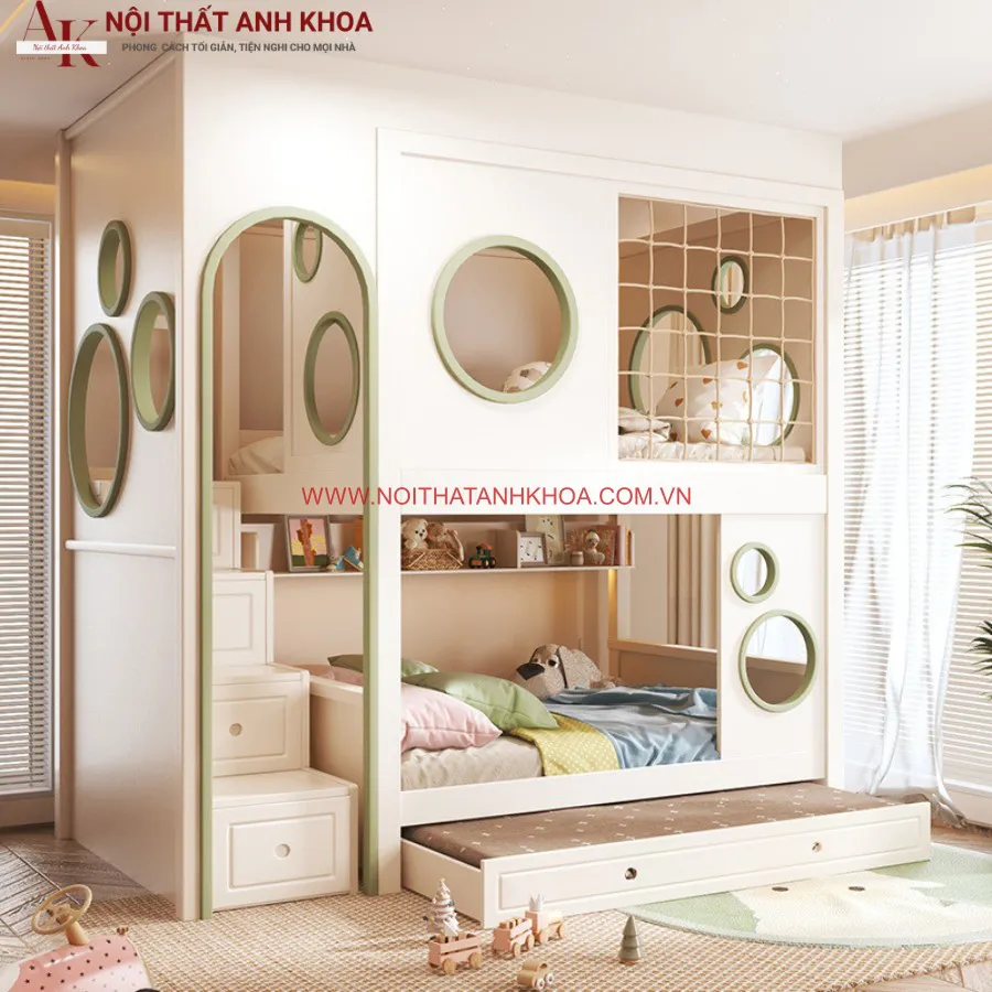 Giường Tầng Em Bé Gỗ Công Nghiệp Cao Cấp
