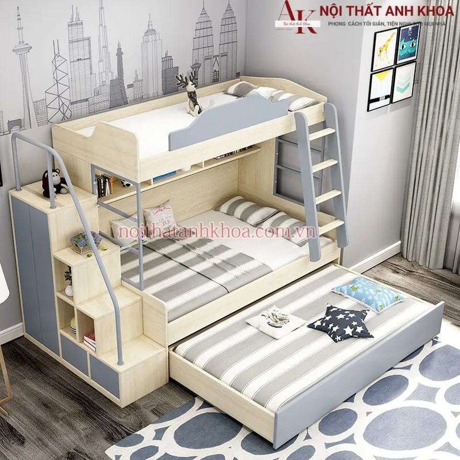 Giường Tầng Gỗ Công Nghiệp Cho Bé Hiện Đại Giá Rẻ